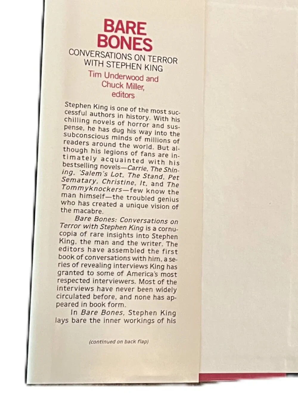 Bare Bones, Conversations on Terror with Stephen King, Hardcover - Picture 2 of 6